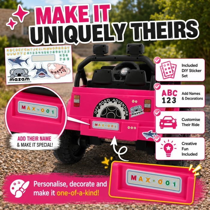 12V Electric Kids Ride-On Jeep with Remote Control - Pink