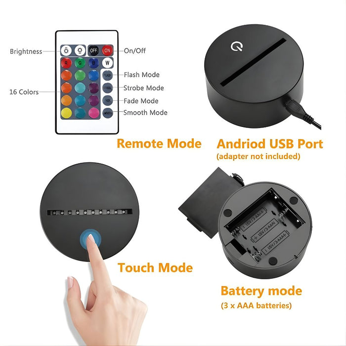 3D Illusion Acrylic LED Unicorn Children's Night Light