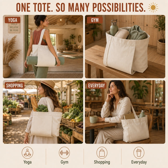 Natural Canvas Yoga Mat Tote Bag