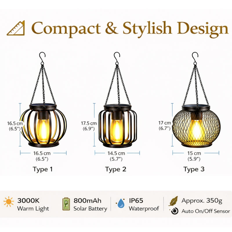 Outdoor Waterproof Retro Iron Art Solar Lantern