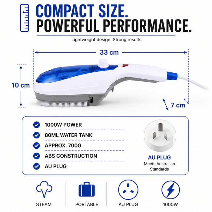 Handheld Garment Steamer Brush Portable Clothes Steam Iron (Blue)