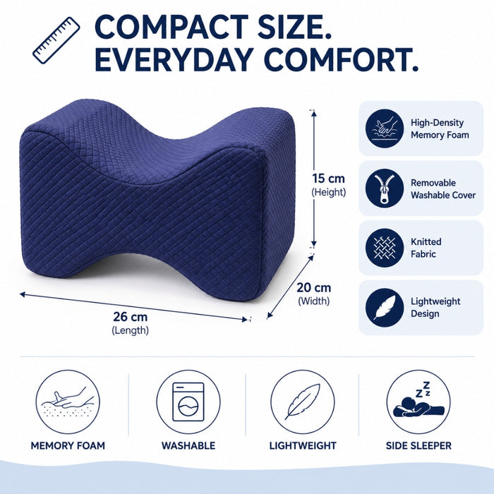 Memory Foam Side Sleeper Wedge Knee Pillow with Removable Cover