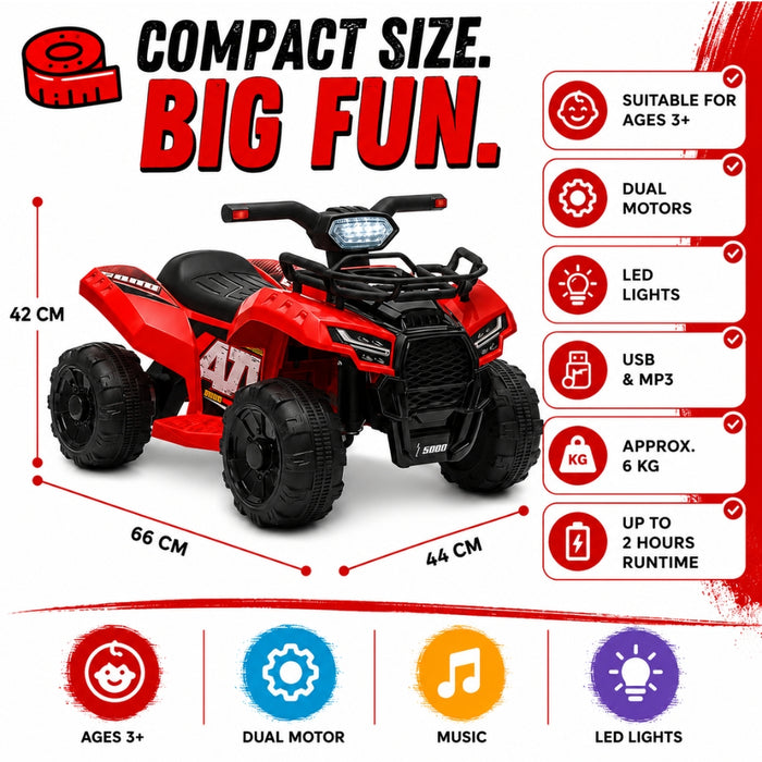 Kids Electric Rechargeable Ride On ATV - Red