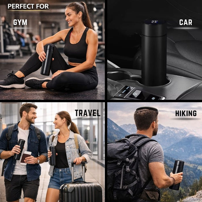 500ML Stainless Steel Insulated Hot and Cold Smart Water Bottle with Temperature LCD Display