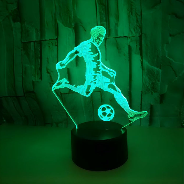 3D Illusion Acrylic LED Soccer Player Children's Night Light with Remote Control