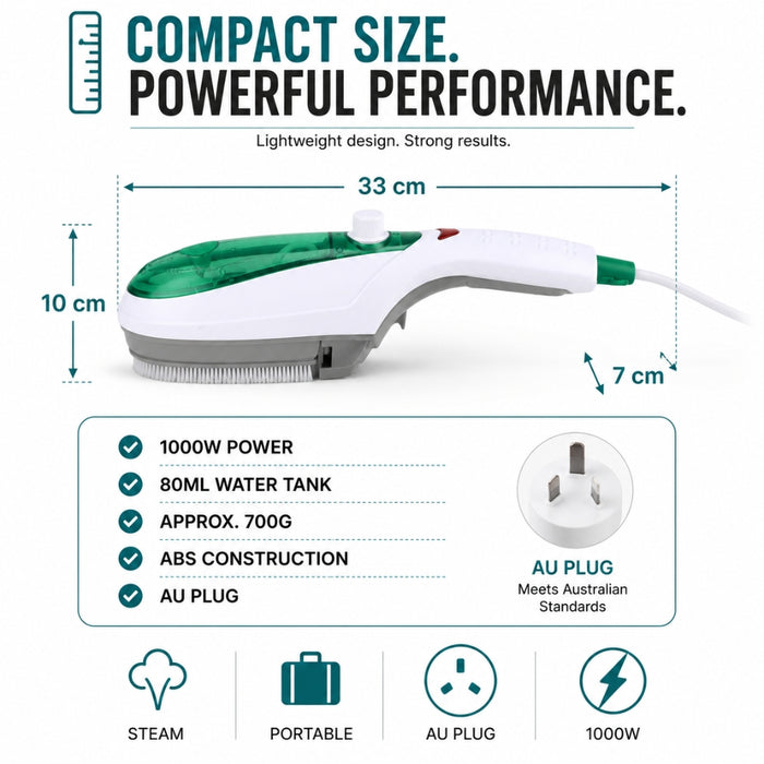 Handheld Garment Steamer Brush Portable Clothes Steam Iron (Green)