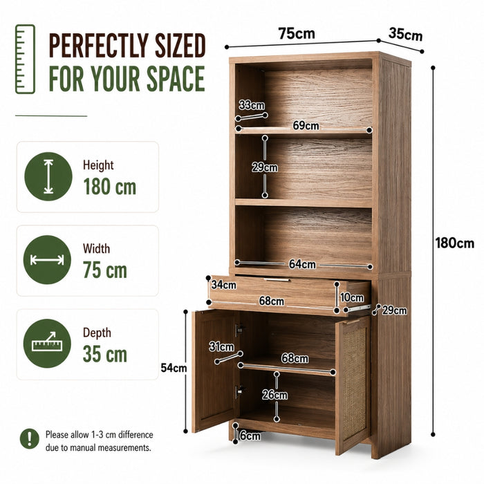 5-Tier Adjustable Display Shelf Bookcase Storage Cabinet