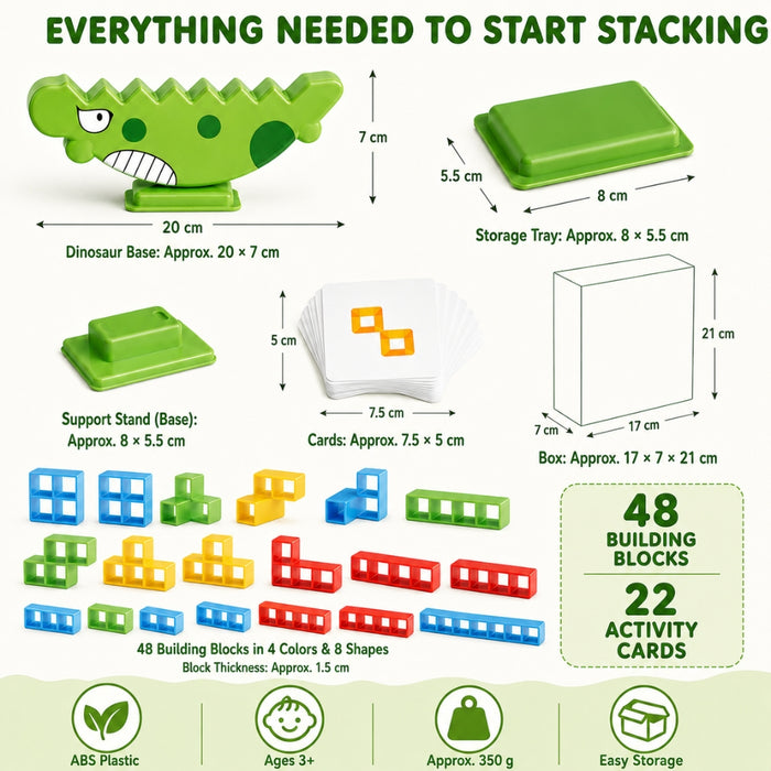 Dino Balance Building Block Stacking Tower Game