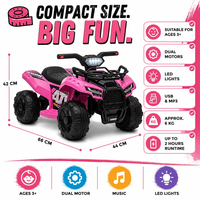 Kids Electric Rechargeable Ride On ATV - Pink