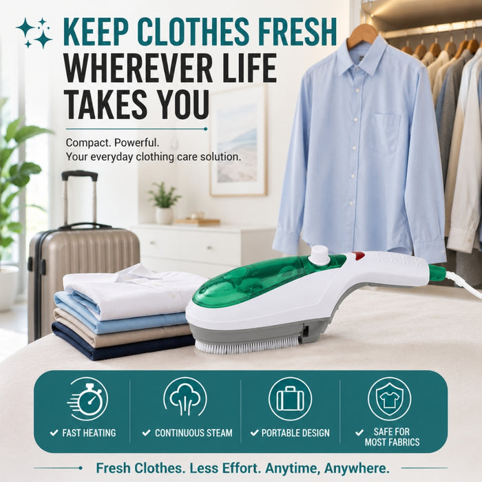 Handheld Garment Steamer Brush Portable Clothes Steam Iron (Green)