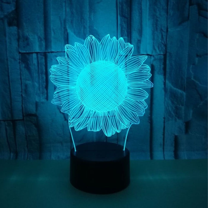 3D Illusion Acrylic LED Sun Flower Childrens Night Light with Remote Control