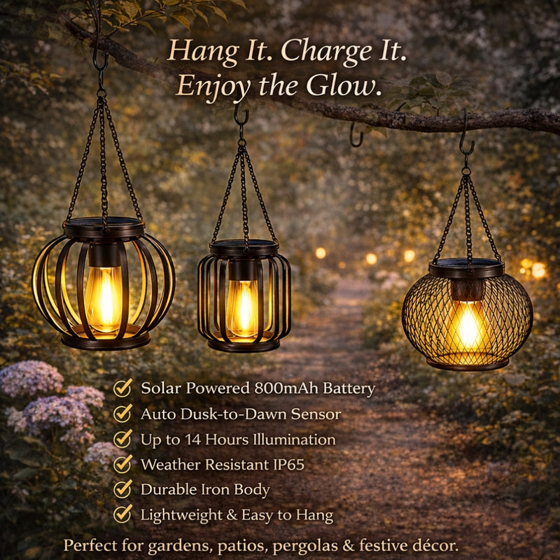Outdoor Waterproof Retro Iron Art Solar Lantern