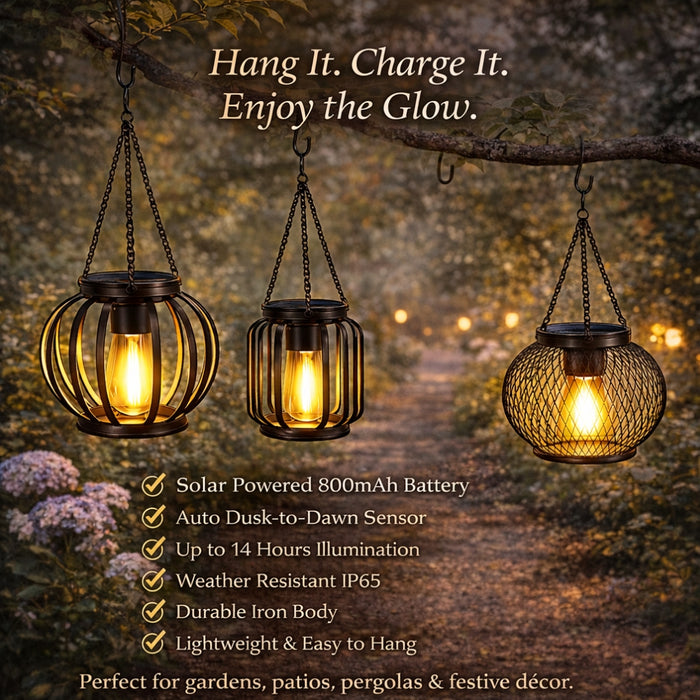 Outdoor Waterproof Retro Iron Art Solar Lantern