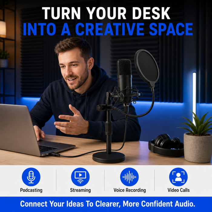 USB Condenser Microphone Set with Stand
