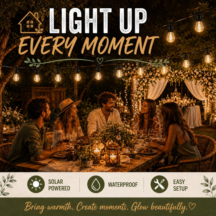 30M Outdoor Solar LED Festoon String Lights