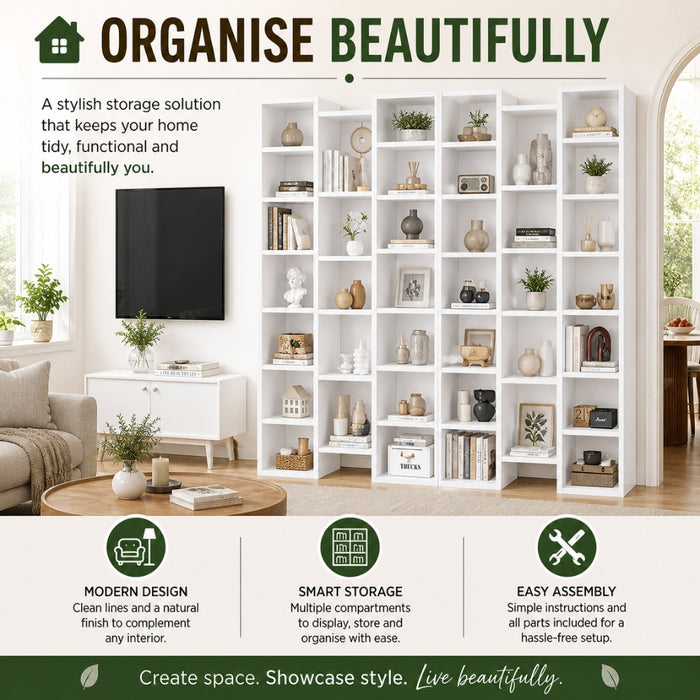 Display Shelf Media Storage Bookshelf - White