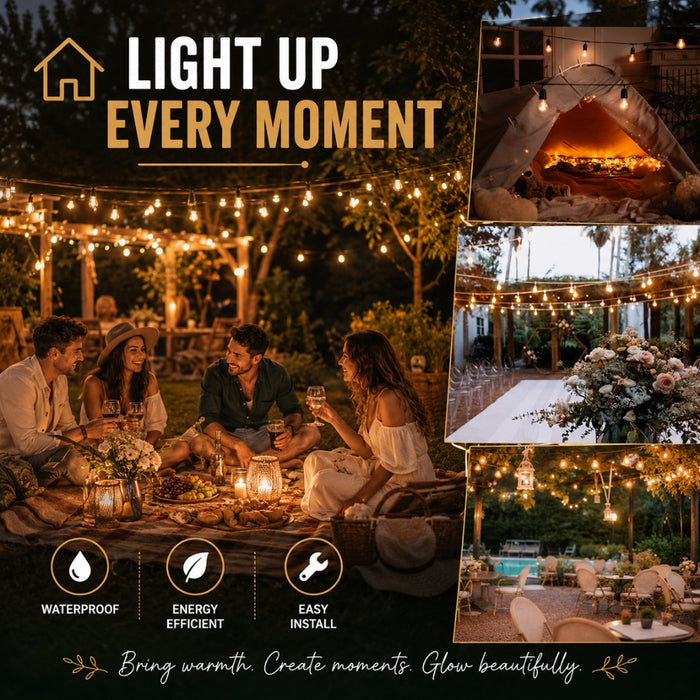 30M Waterproof LED Festoon String Lights