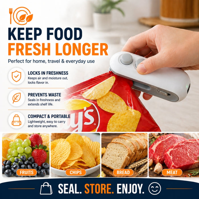 Portable Mini Handheld Heat Sealer with Built-in Cutter