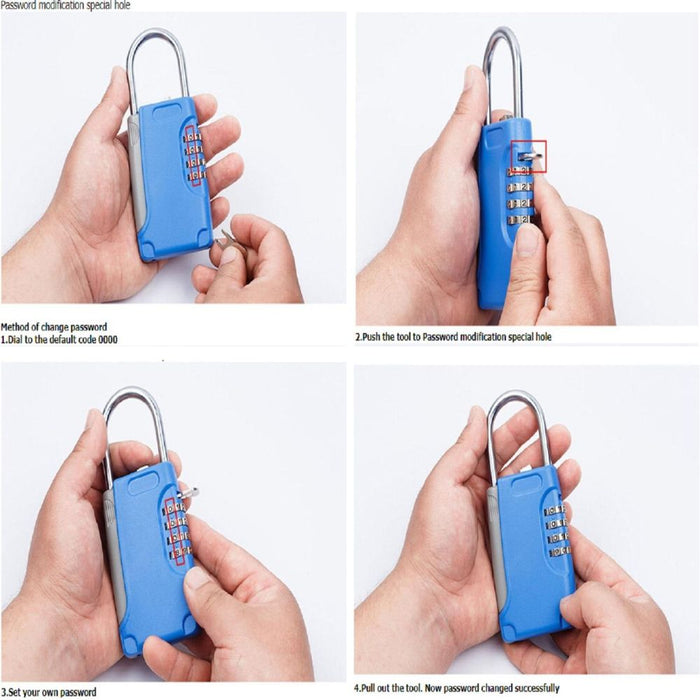 3 PCS Key Safe Box Password Lock Keys Box Metal Lock Body Padlock Type Storage Mini Safes (Red)