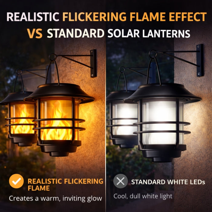Hanging Outdoor Solar Flickering Flames LED Lantern