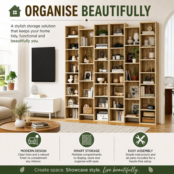 Display Shelf Media Storage Bookshelf - Natural