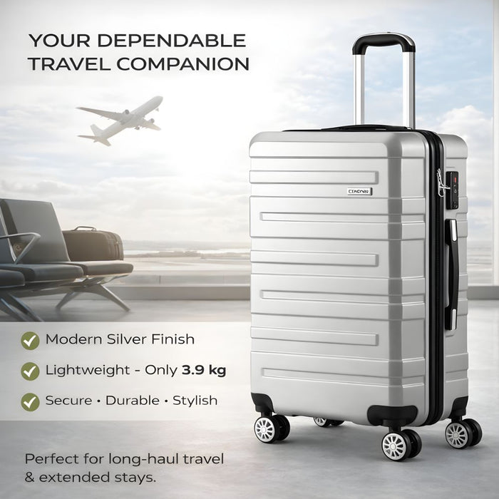 28 inch Luggage Set TSA Lock Hard Case Silver