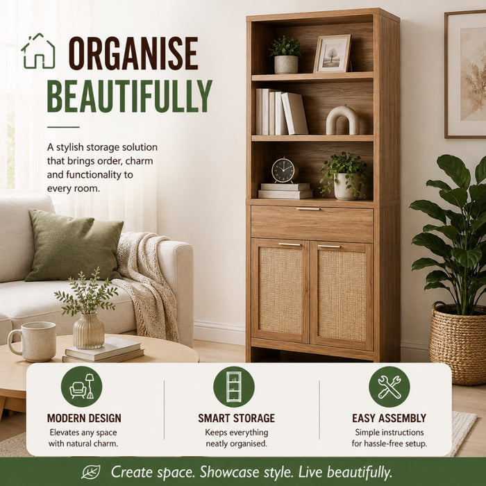5-Tier Adjustable Display Shelf Bookcase Storage Cabinet