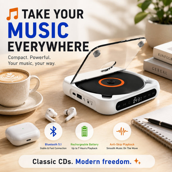 Portable Bluetooth Speaker LED Stereo CD Player