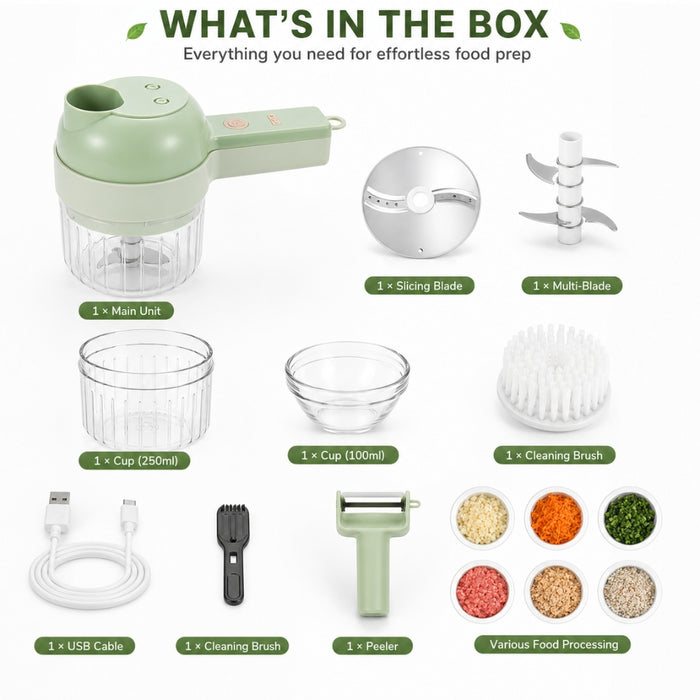 Multifunction USB Rechargeable Food Chopper Slicer & Food Prep Tool