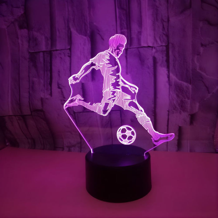 3D Illusion Acrylic LED Soccer Player Children's Night Light with Remote Control