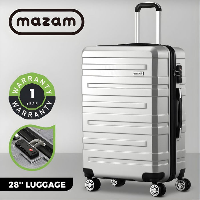 28 inch Luggage Set TSA Lock Hard Case Silver