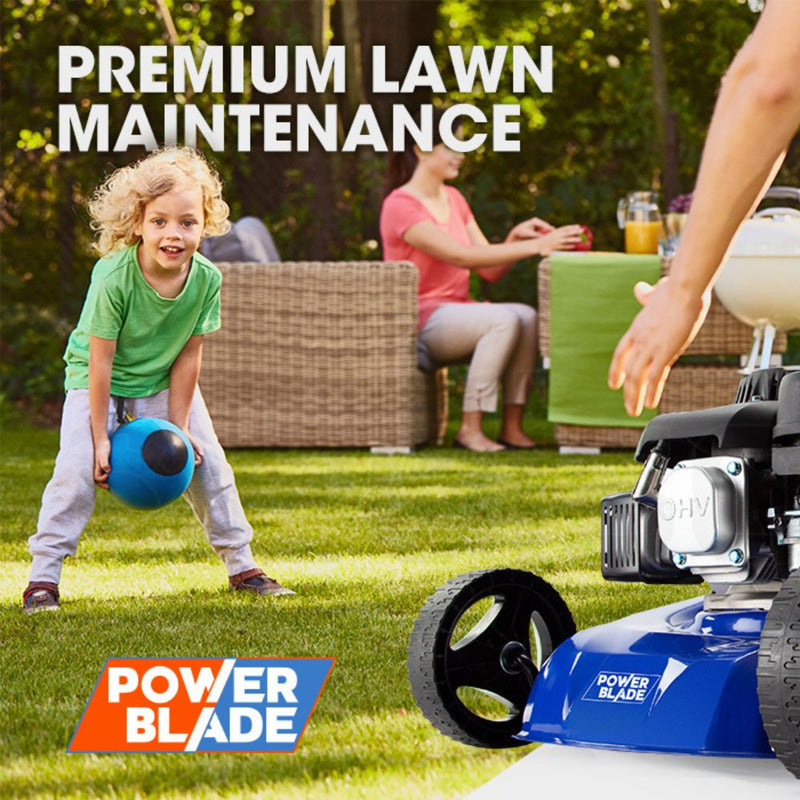 POWERBLADE Lawn Mower 139CC 17 - Petrol Powered Push Lawnmower 4 Stroke Engine
