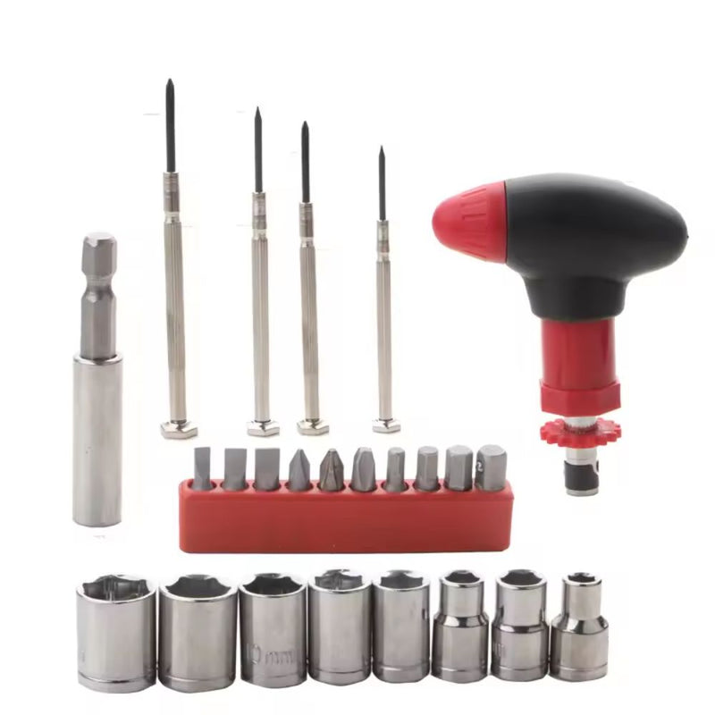 24 PCS Portable Flashlight Tool Box Set - Portable Auto Home Emergency Tool Kit with Flashlight