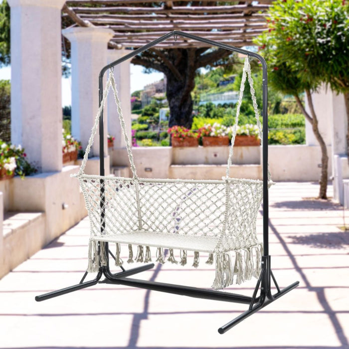 Double Swing Hammock Chair with Stand Outdoor Bench Seat Chairs