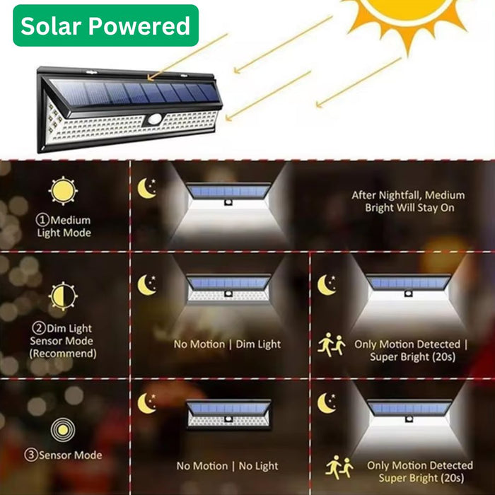 Large Weatherproof Solar Powered Motion Sensor 118-LED Lights