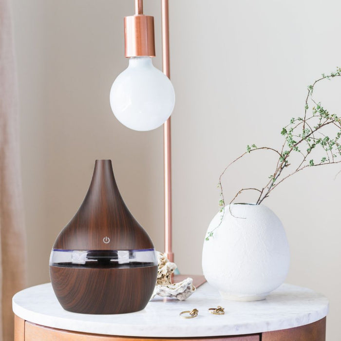Air Diffuser Humidifier in Light or Dark Wood - USB Powered