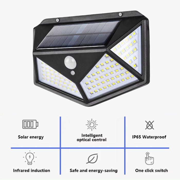 Solar 100 LED Four Sided Wall Sensor Light