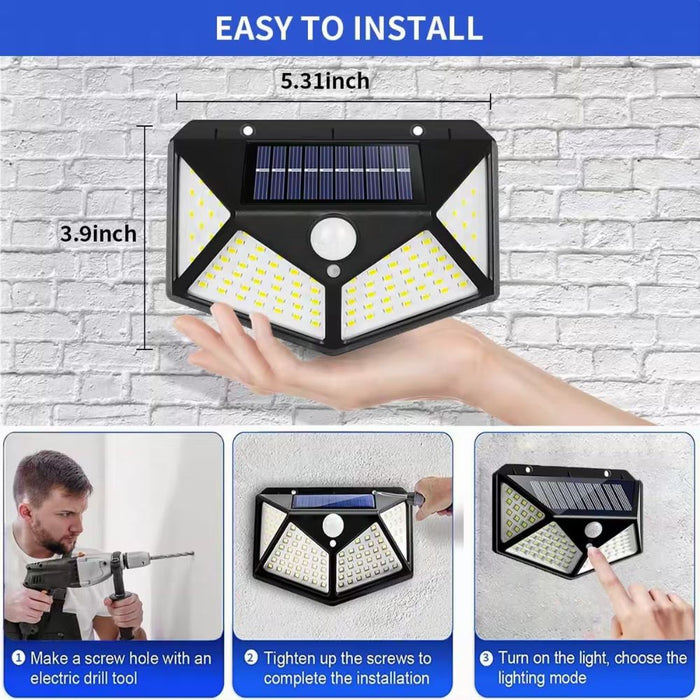 Solar 100 LED Four Sided Wall Sensor Light