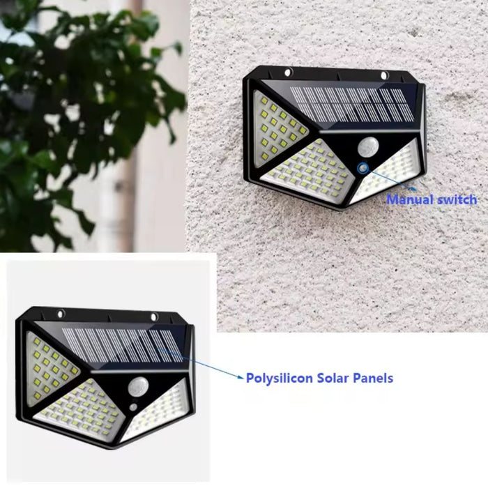 Solar 100 LED Four Sided Wall Sensor Light