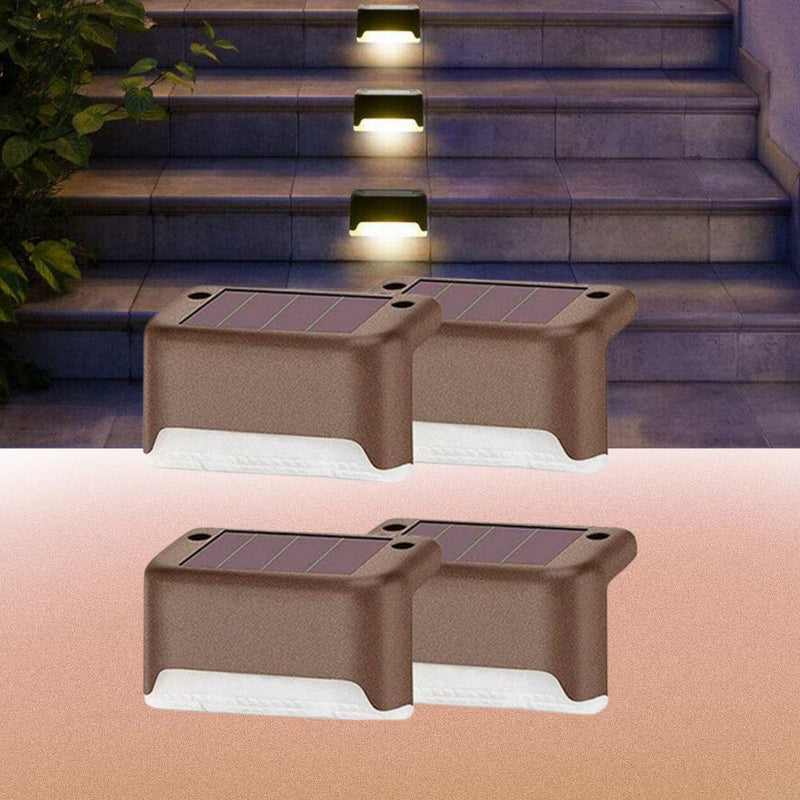 LED Solar Powered Staircase Step Lights for Outdoor Use - Set of 4
