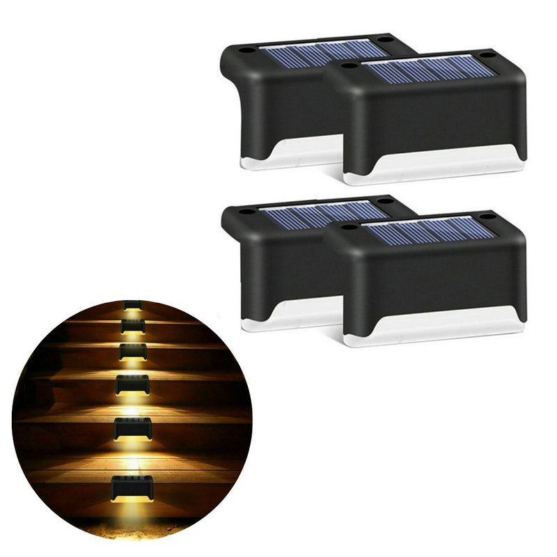 LED Solar Powered Staircase Step Lights for Outdoor Use - Set of 4