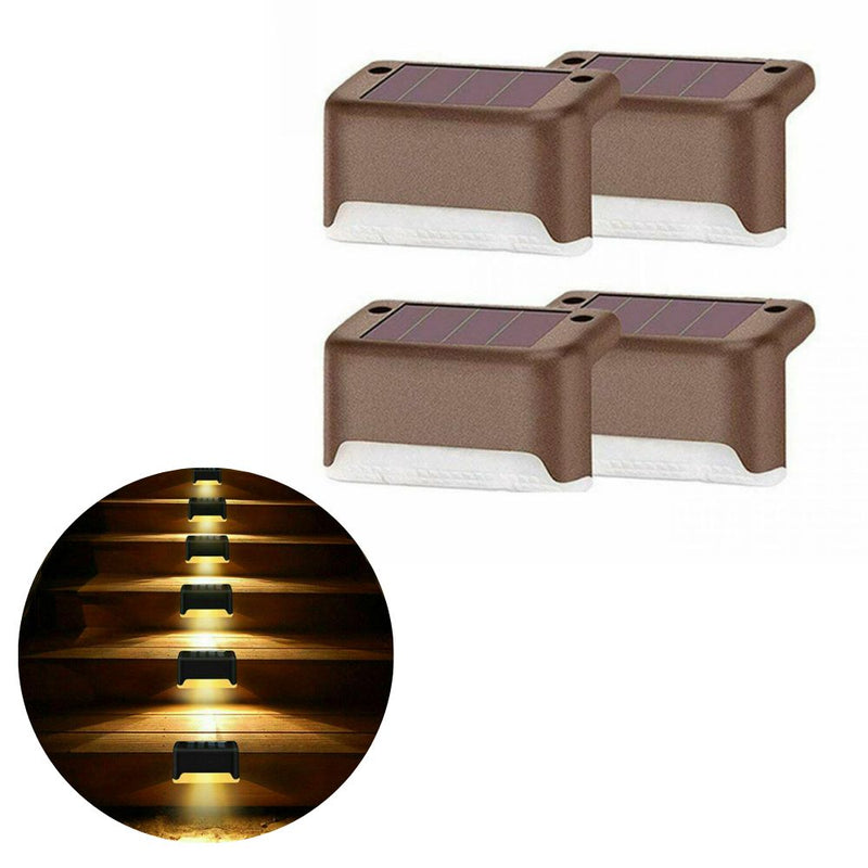 LED Solar Powered Staircase Step Lights for Outdoor Use - Set of 4