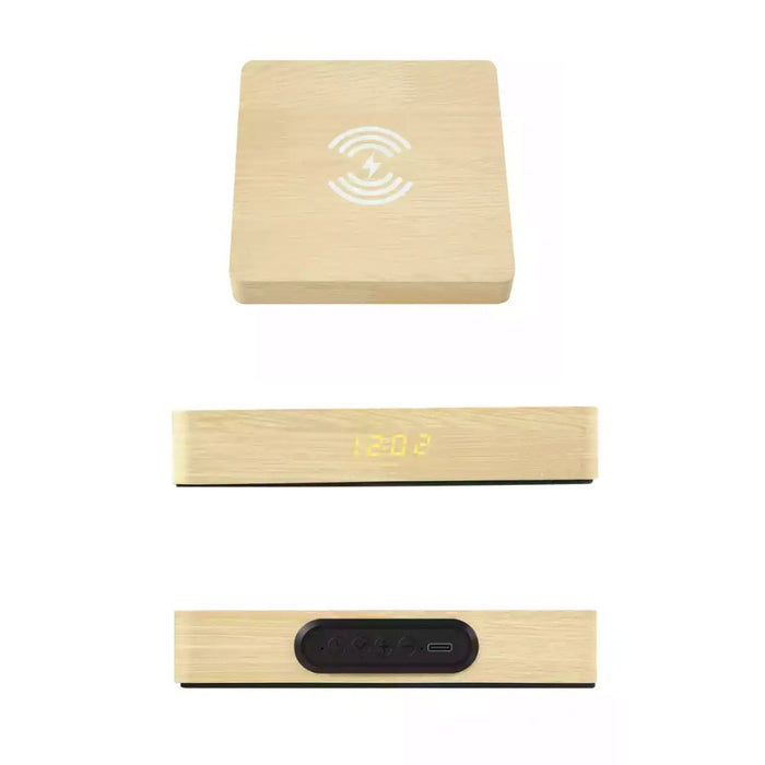 Wireless Wooden QI Charging Pad and Digital Alarm Clock