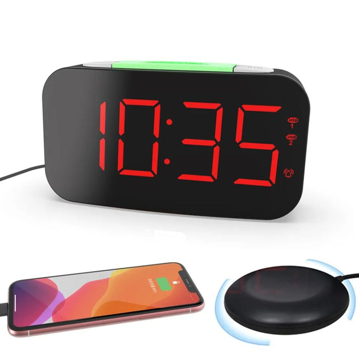 Digital Alarm Clock with Bed Vibrating Function - Type C Powered