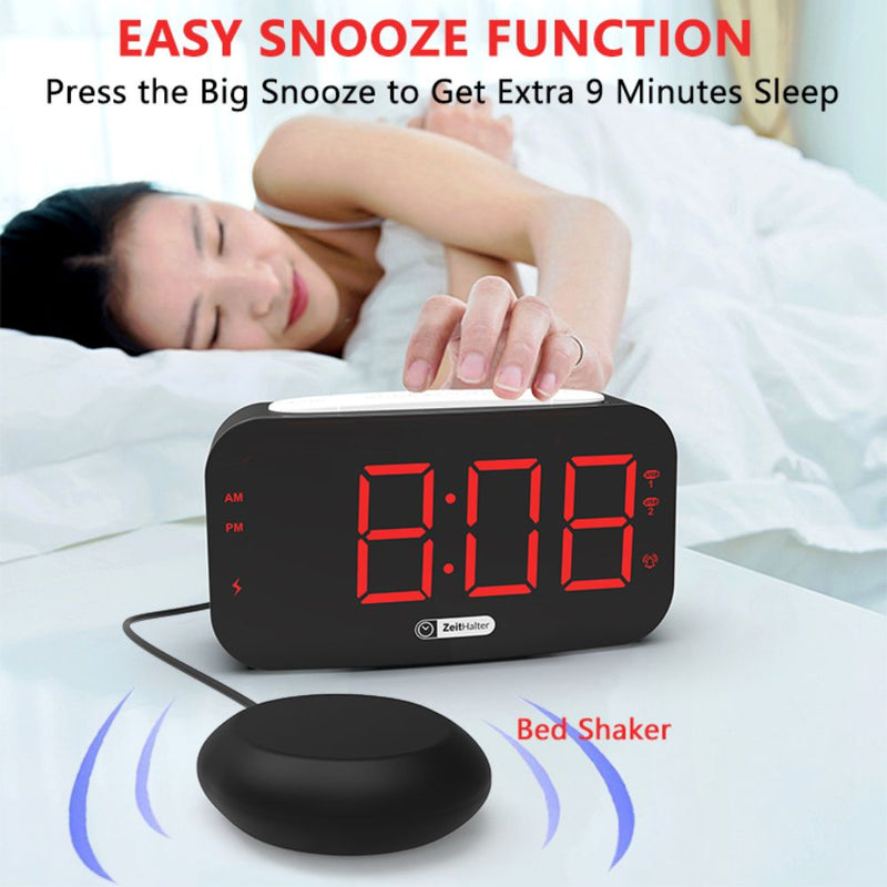 Digital Alarm Clock with Bed Vibrating Function - Type C Powered