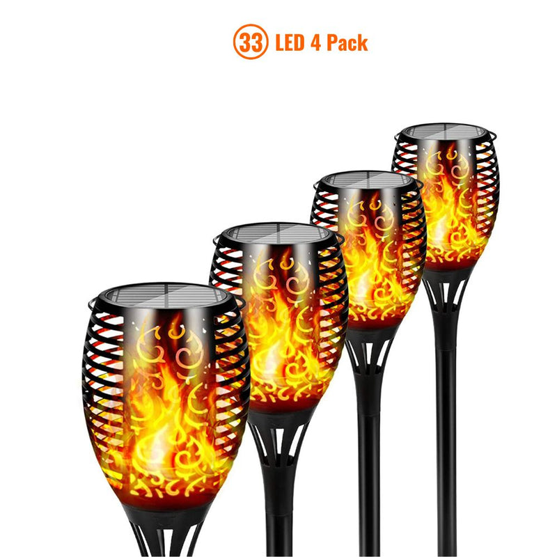 Solar-Powered Water Resistant  Flickering Torch Flame Outdoor Pathway Decorative Light in 33 or 51 LEDs