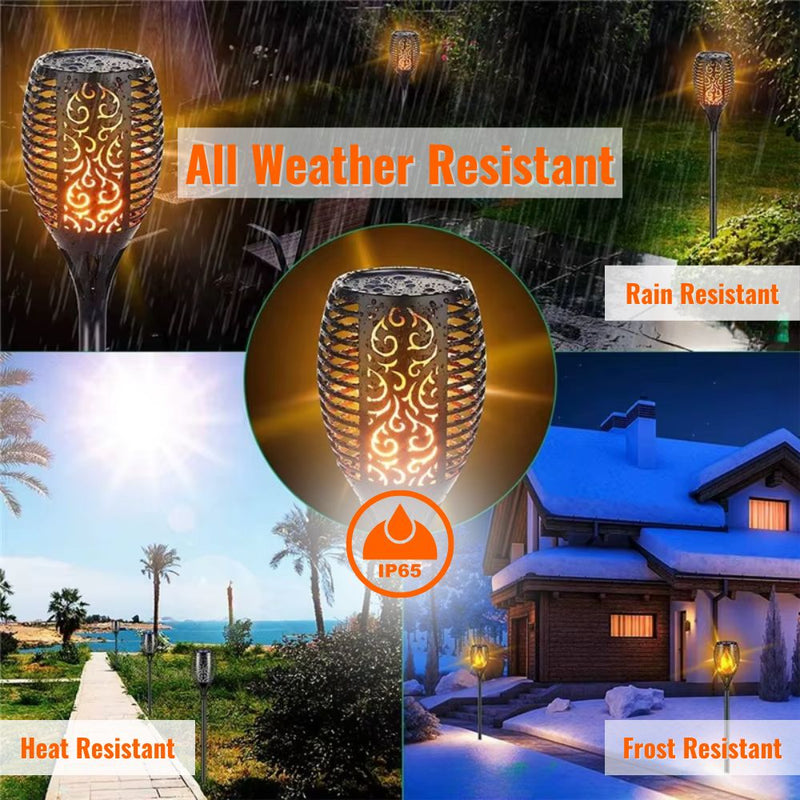 Solar-Powered Water Resistant  Flickering Torch Flame Outdoor Pathway Decorative Light in 33 or 51 LEDs