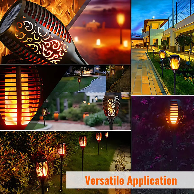 Solar-Powered Water Resistant  Flickering Torch Flame Outdoor Pathway Decorative Light in 33 or 51 LEDs