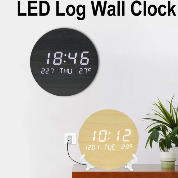 Luminous LED Number Wall Hanging Wood Clock - Type C Powered