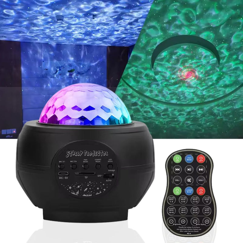 Colorful LED Rotating Musical Star Night Light and Ocean Wave Projector with Bluetooth
